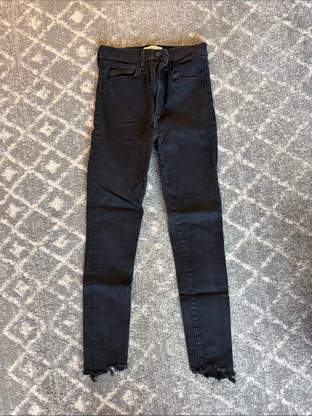 Abercrombie & Fitch Black Skinny Jeans with Frayed Hem